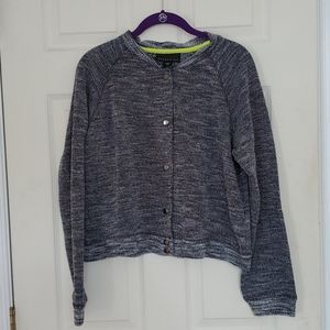 Attention blue short sweater with snap closures